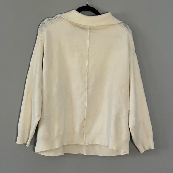 NWT Tahari Woman’s 1X Large Ivory Ribbed Half Zip Collared Sweater Pullover Top - Picture 2 of 4